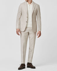 Carlo Barbera Ivory Sand Merino Wool & Cashmere Houndstooth