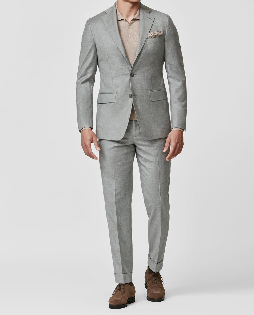 Trabaldo Togna Smoke Grey S120 Wool Twill With Brushed Look