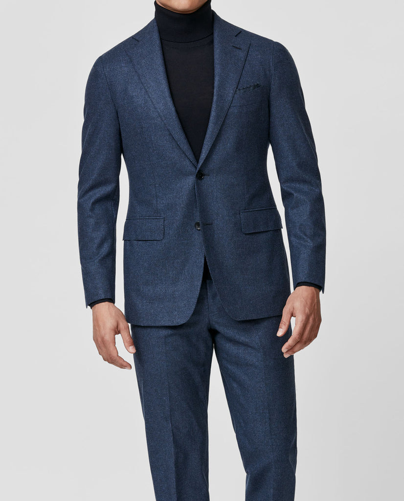 Carlo Barbera Two Tone Blue Merino Wool & Cashmere Houndstooth