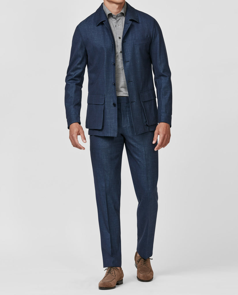 Loro Piana Jersely Indigo Jersey Stretch Wool, Silk & Linen Twill