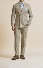 Possencollection Taupe S130 Wool Faux Uni With Tonal Windowpane Inspiration