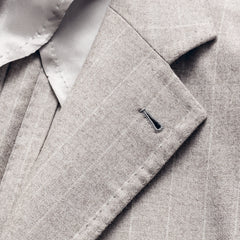 Loro Piana Favola Taupe Merino Wool & Cashmere with Chalk Stripe