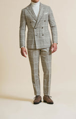 Possencollection Taupe Alpaca Wool Blend Glencheck With White Windowpane Inspiration