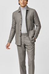 Loro Piana T-Way Dark Taupe Flannel Merino Wool Stretch