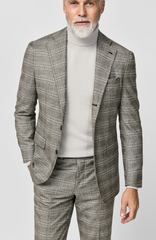 Loro Piana Favola Cedar Brown Merino Wool & Cashmere with Check