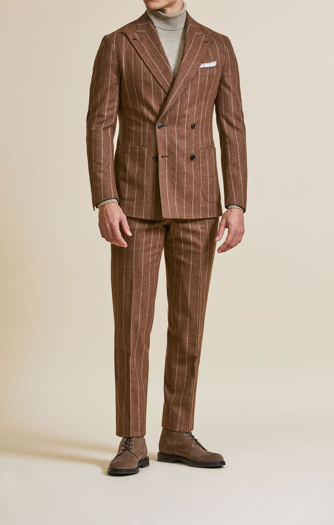 Carlo Barbera Ginger Stretch Wool & Cashmere with Chalk Stripe