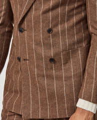 Carlo Barbera Ginger Stretch Wool & Cashmere with Chalk Stripe