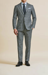 Loro Piana Black White Wool Cashmere Glencheck With Cobalt Blue Windowpane Inspiration