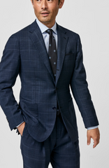 Loro Piana Zelander Neapolitan Blue Wool with Micro Check