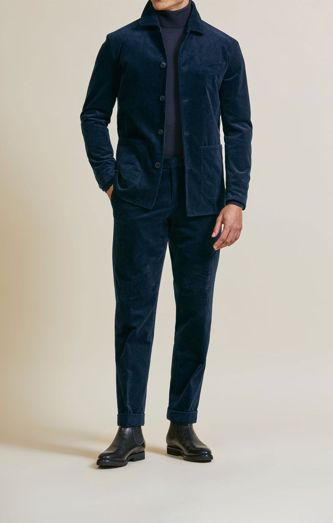 Pontoglio Navy Stretch Cotton Corduroy