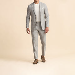 Loro Piana SUMMERTIME Light Grey Tropical Stretch Wool, Silk & Linen Plain Weave