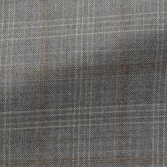 Fratelli Tallia Di Delfino Grey S130 Merino Wool Check with Brown Windowpane