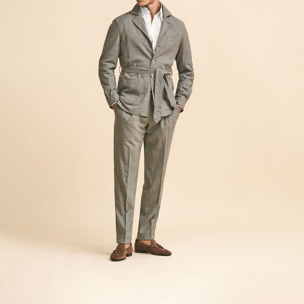 Loro Piana SUMMERTIME Taupe Tropical Stretch Wool, Silk & Linen Plain Weave