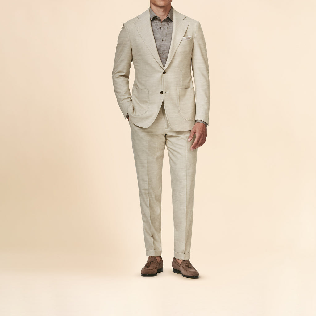 Loro Piana Sand Jersey Stretch Wool, Silk & Linen Twill