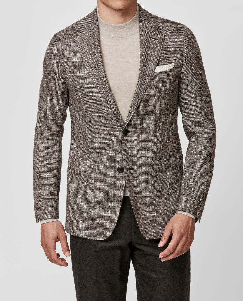 Cerruti Light & Dark Brown Wool & Silk with Micro Effect