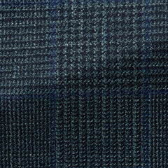 Loro Piana Silk Air Green & Midnight Blue Wool, Silk & Cashmere Glencheck with Blue Check