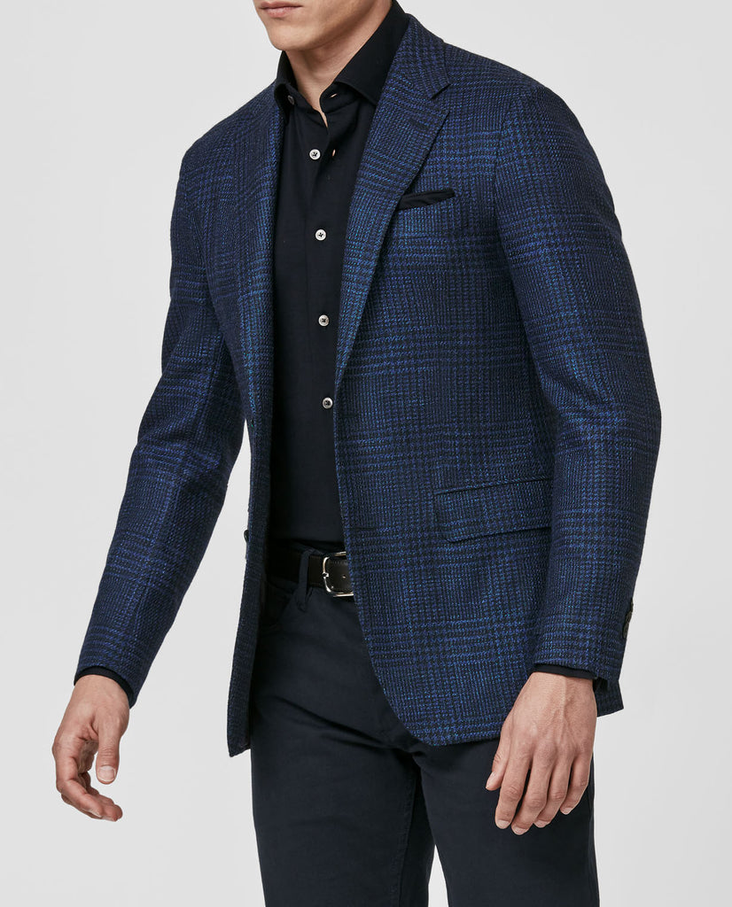 Cerruti Royal Blue Wool & Silk with Glencheck