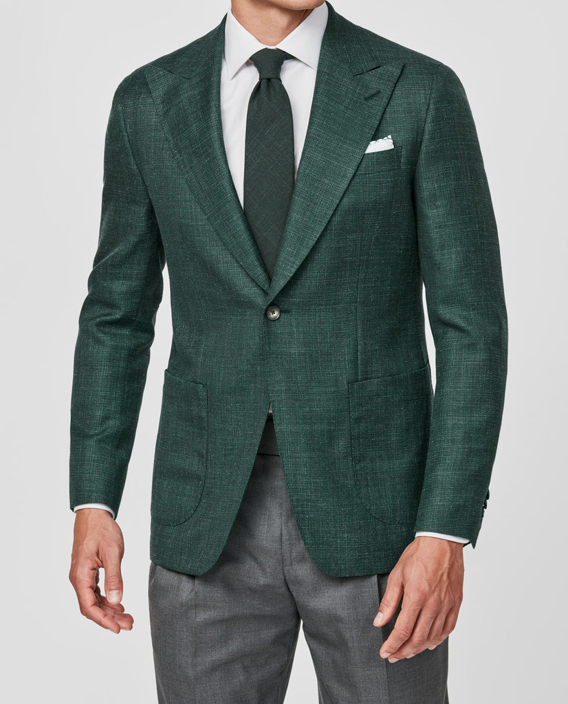 Loro Piana Bottle Green Wool, Silk & Linen Open Weave