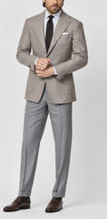 Loro Piana Jersely Taupe Merino Wool Stretch with Micro Dots