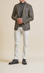 Loro Piana Light Brown Wool Silk Cashmere With Blue Double Windowpane Inspiration