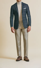 Loro Piana Two Blue Wool Silk Basketweave With Check Inspiration