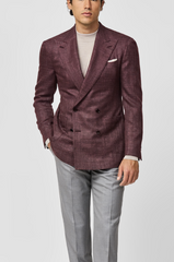 Cerruti Autumn Red Merino Wool & Silk Basketweave