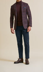 Possencollection Berry Red Dark Blue Wool Silk Cashmere Houndstooth Inspiration