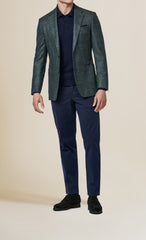 Loro Piana Green Midnight Blue Wool Silk Cashmere Glencheck With Blue Check Inspiration