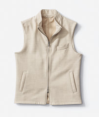 Loro Piana Jersely Sand Merino Wool Stretch Flannel Vest / Bodywarmer