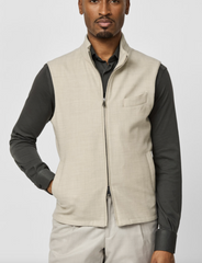 Loro Piana Jersely Sand Merino Wool Stretch Flannel Vest / Bodywarmer