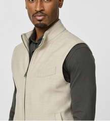 Loro Piana Jersely Sand Merino Wool Stretch Flannel Vest / Bodywarmer