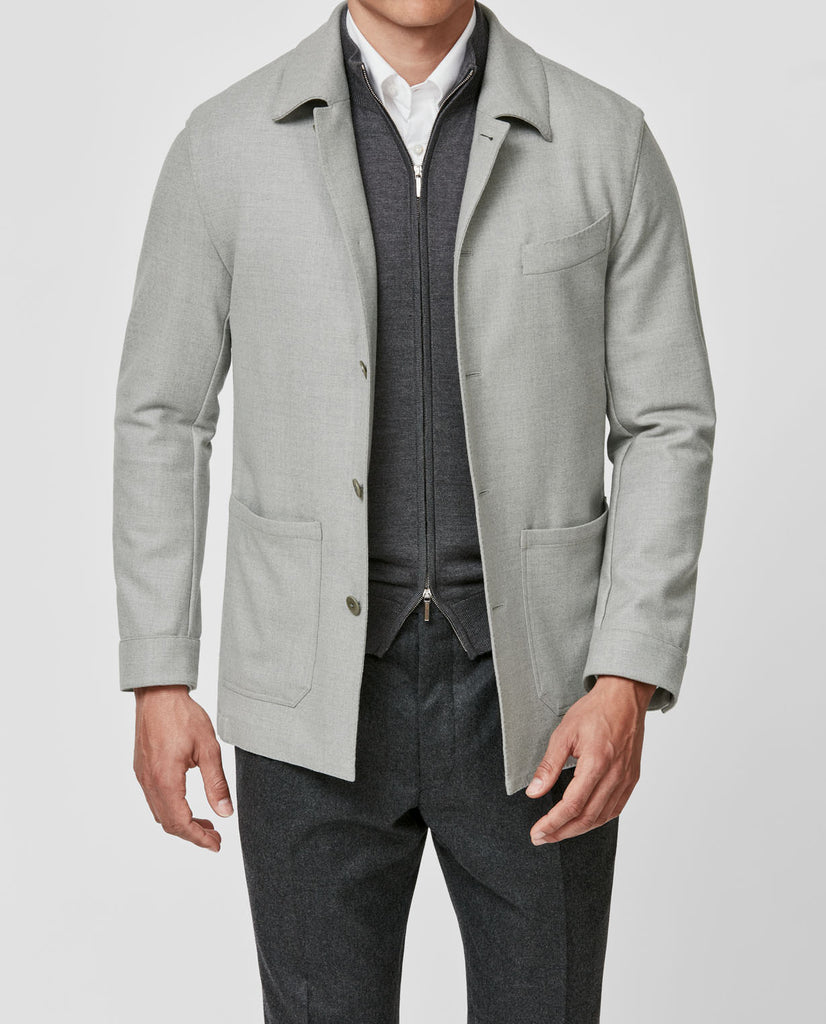 Loro Piana Light Grey Merino Wool Stretch Flannel