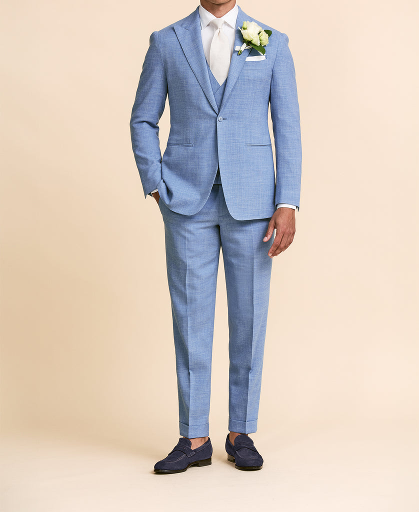 Paulo Oliveira Sky Blue Wool & Linen Stretch
