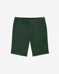 Paulo Oliveira Dark Green Stretch Wool & Linen Blend Trousers