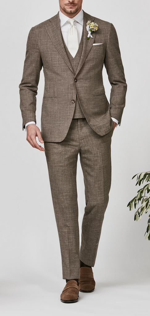 Paulo Oliveira Dark Taupe Wool & Linen Stretch