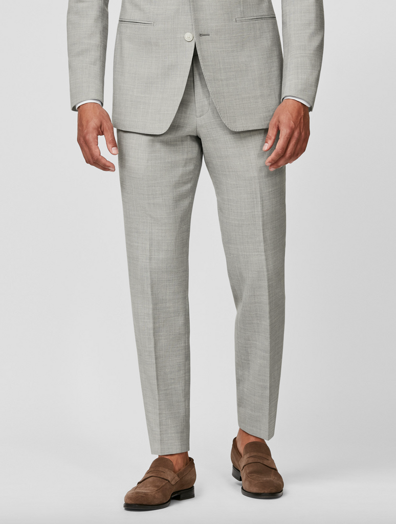 Paulo Oliveira Ice Grey Stretch Wool & Linen Blend Trousers