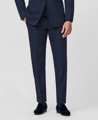 Paulo Oliveira Navy Blue Stretch Wool & Linen Blend Trousers