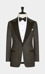 Cerruti Black & Silver Wool Lurex Blend Jacquard Houndstooth