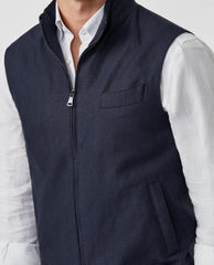 Libeco Navy Pure Linen Plain Weave Vest / Bodywarmer