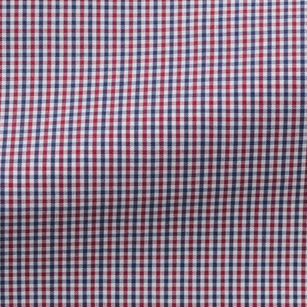 Albiate Two Ply Cotton Navy & Raspberry Micro Check Poplin