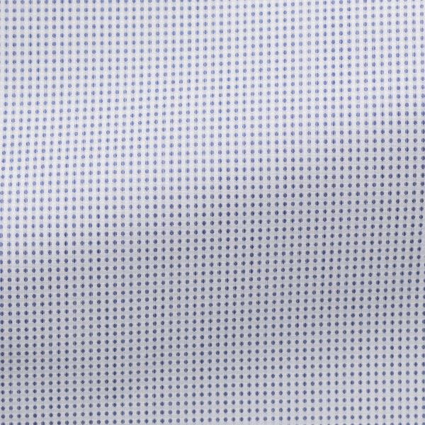 Albini Two Ply Cotton White with Dark Blue Micro Dots