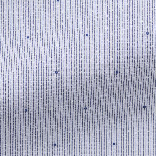 Albiate Lightweight Cotton Blue & White Pin Stripes with Jacquard Dots