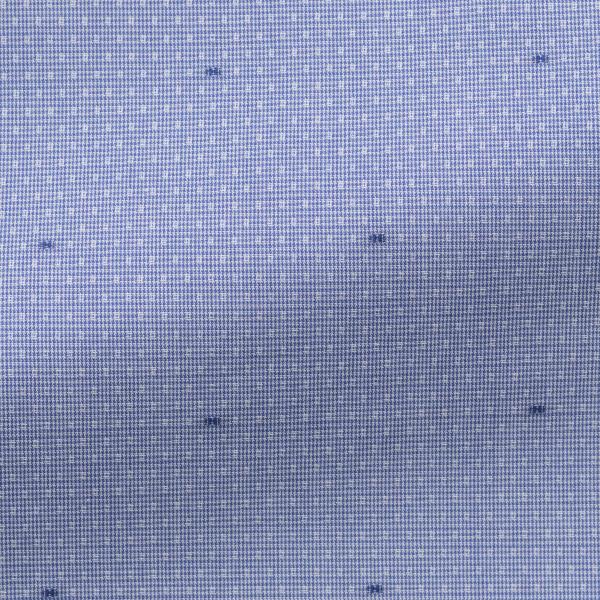 Albiate Lightweight Cotton Blue Micro Houndstooth with Jacquard Dots