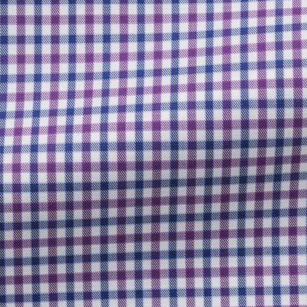 Thomas Mason Purple & Blue Check Two Ply Egyptian Cotton Twill