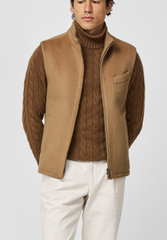 Piacenza Natural Brushed Pure Camel Wool Satin Vest / Bodywarmer