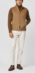 Piacenza Natural Brushed Pure Camel Wool Satin Vest / Bodywarmer