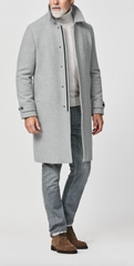 Drago Light Grey Mélange Wool & Cashmere Twill