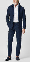 Subalpino Navy Blue Stretch Cotton Seersucker