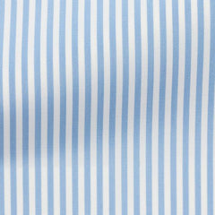 Thomas Mason White with Sky Blue Bengal Stripe Two Ply Sea Island Cotton Poplin