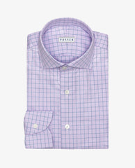 Thomas Mason Light Purple & Blue Check Fine Compact Two Ply Egyptian Cotton Twill